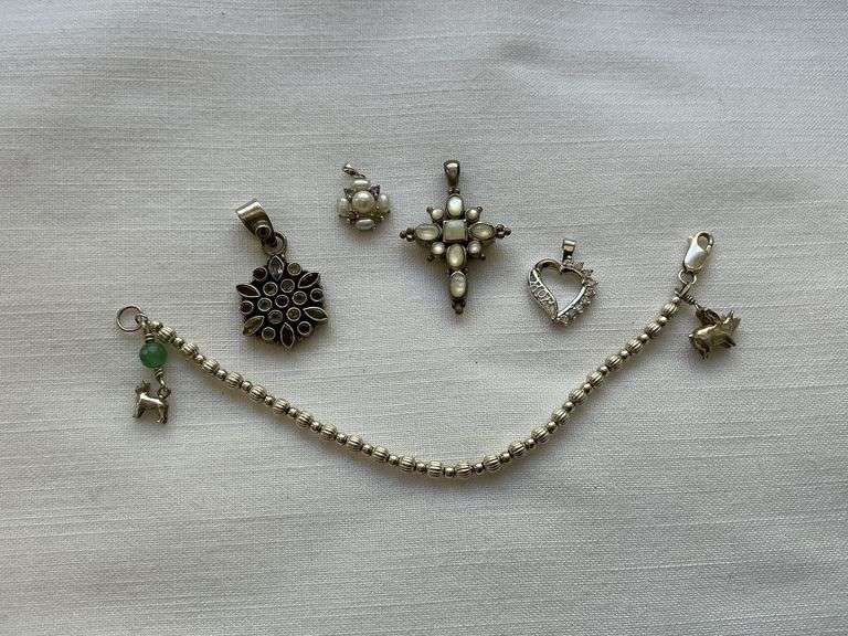 6" bracelet marked 925, charms not marked image