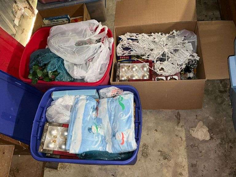 3 boxes of Christmas decorations image