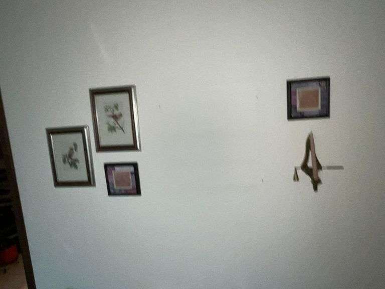 Artwork, mirrors, brass candle sconce with snuffer, etc. image