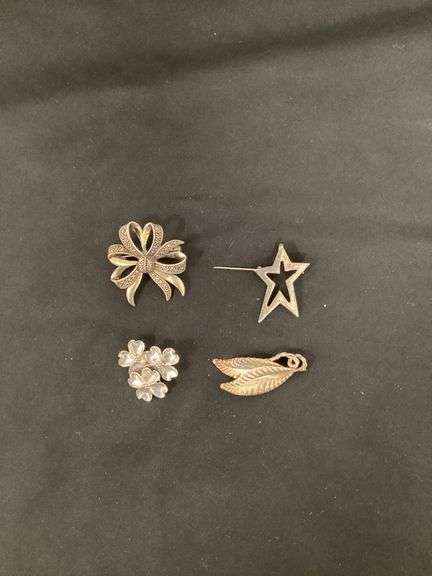 Beau Sterling dogwood blossom pin, Mexico 925 star pin image