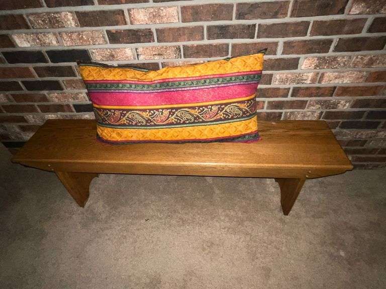 Ramer Bros. Wooden bench with pillow image