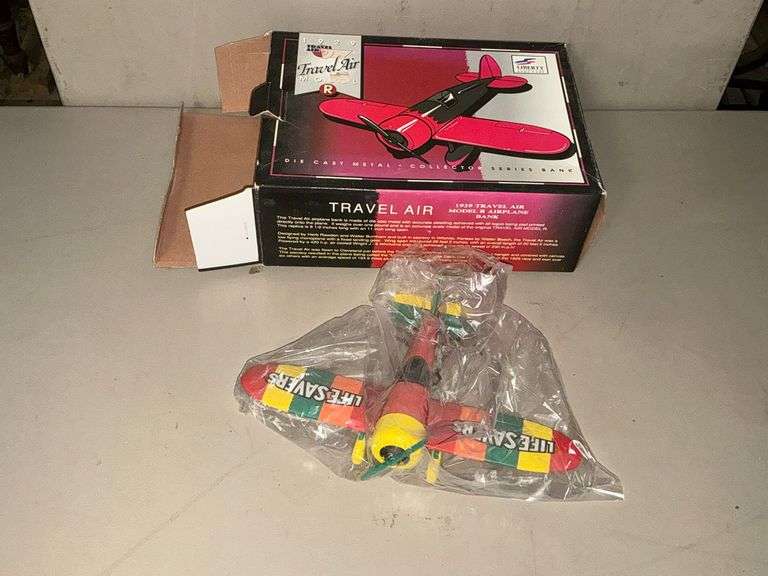 1929 Travel Air Model R diecast airplane bank image
