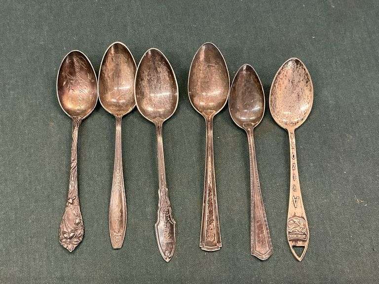 5 sterling silver spoons. image