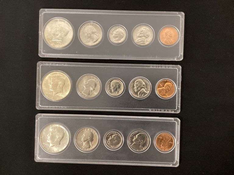 1968 and (2) 1969 mint sets in plastic display image