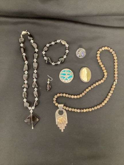Smoky Quartz? Necklace, Bracelet, and single earring with sterling clasp image