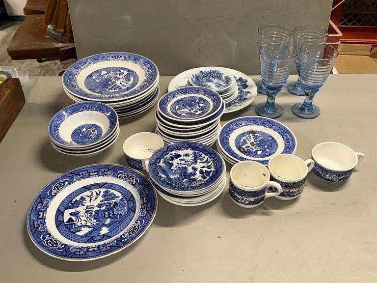 Assortment of blue and white dishware image