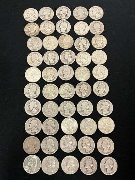 50 Washington silver quarters image