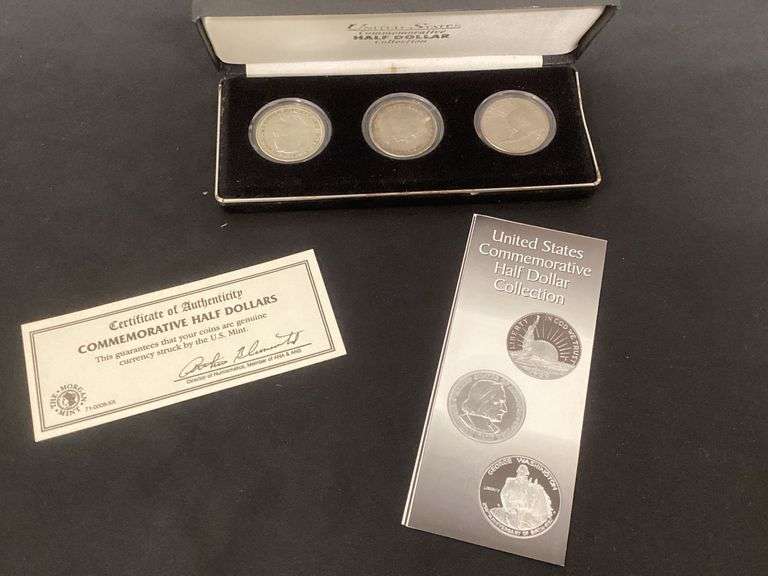 Commemorative half dollar set, includes Statue of Liberty and 2 Columbian Exposition coins image