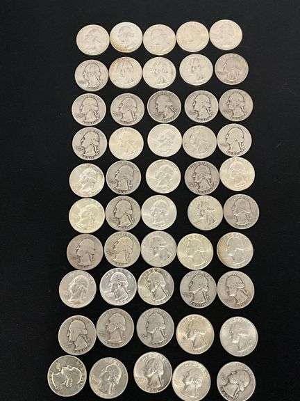 50 Washington silver quarters image