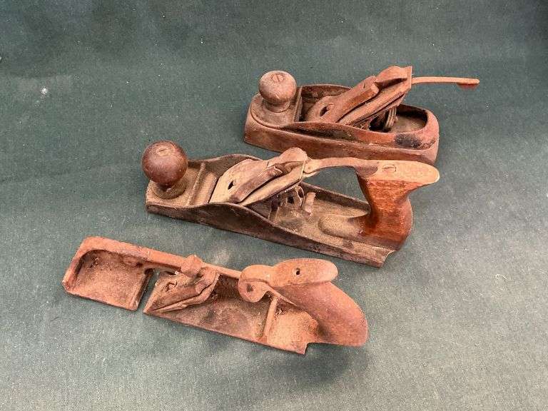3 vintage planes, one wooden body, up to 10" L image