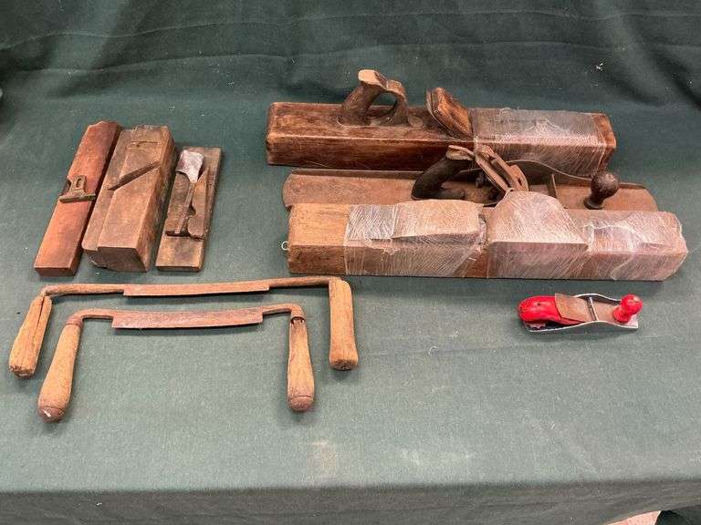 Assortment of antique wooden planes image