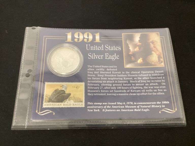 1991 U.S. Silver Eagle with American Bald Eagle stamp image