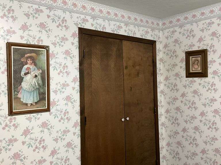 3 framed artwork, women and child with doll image