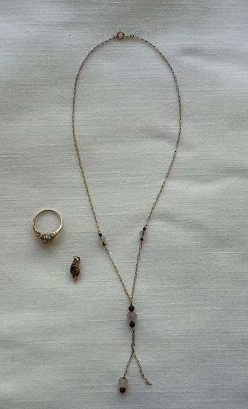 10K ring and pendant with stones image