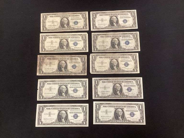 (10) $1 bill silver certificates image