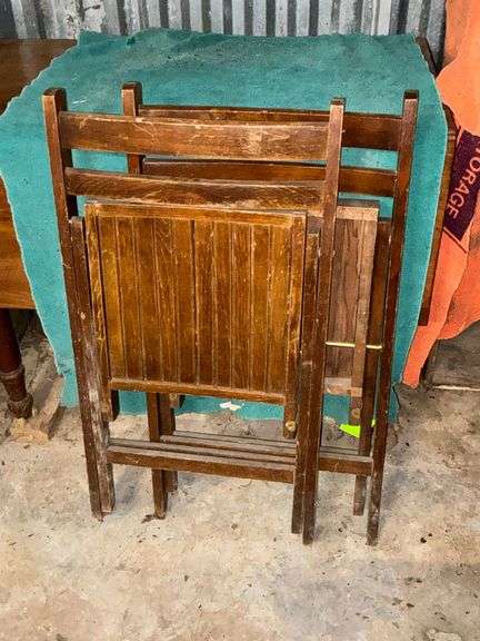 2 matched wood folding chairs image