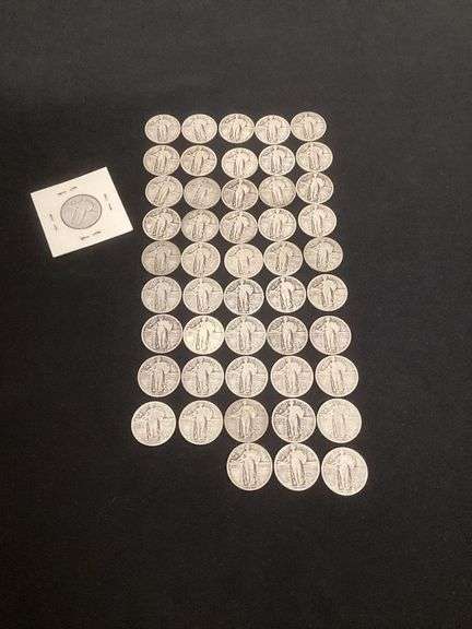 49 Walking Liberty silver quarters image