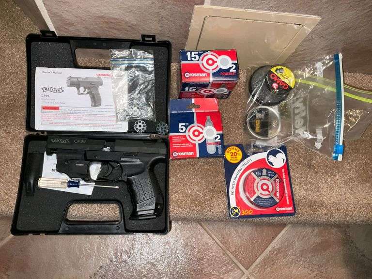 Walther CP99 177 caliber CO2 pistol with laser in plastic case image