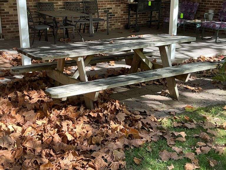 8' L wooden picnic table image