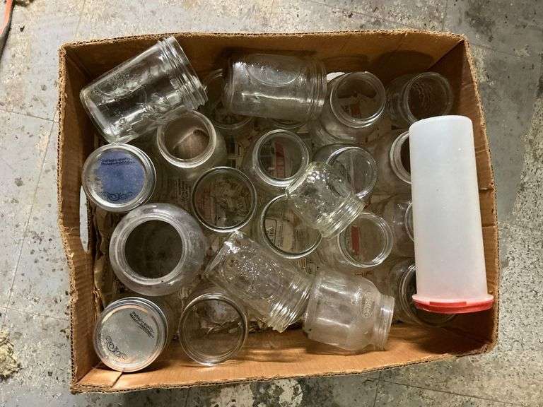 Glass jars, quart, pint and jelly. image