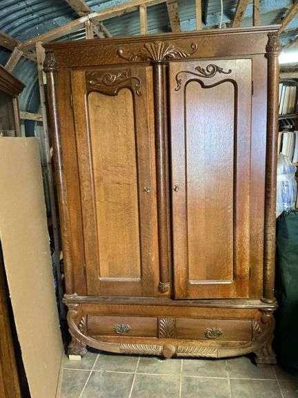 Antique wardrobe, 83" T x 57" W x 20" D image