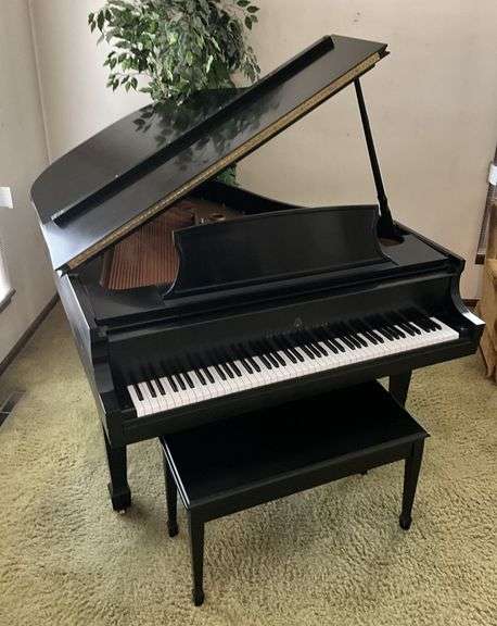 1992 Steinway & Sons Model L Grand Piano with bench image