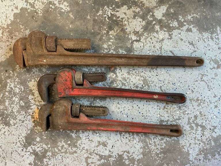 3 pipe wrenches, Fuller, Ridgid image