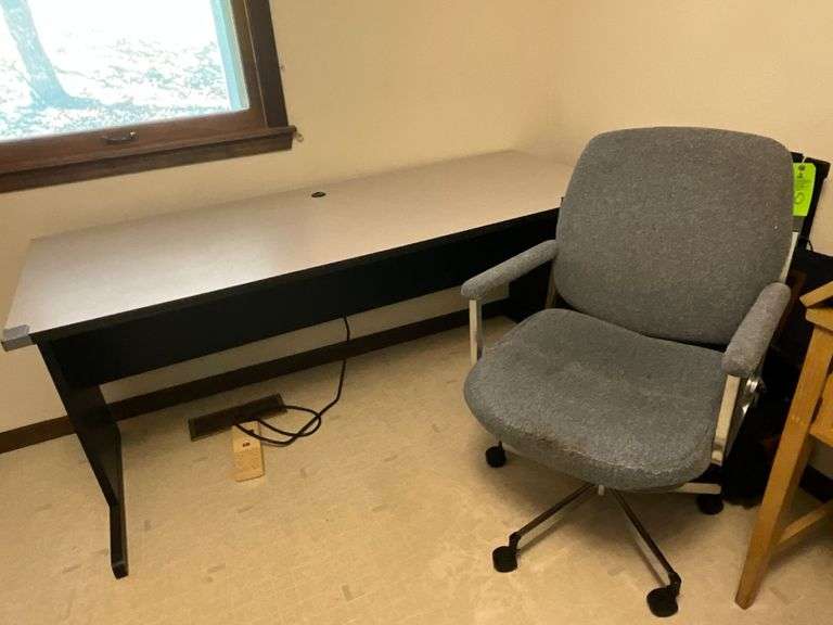 Work table, power strip, chair image