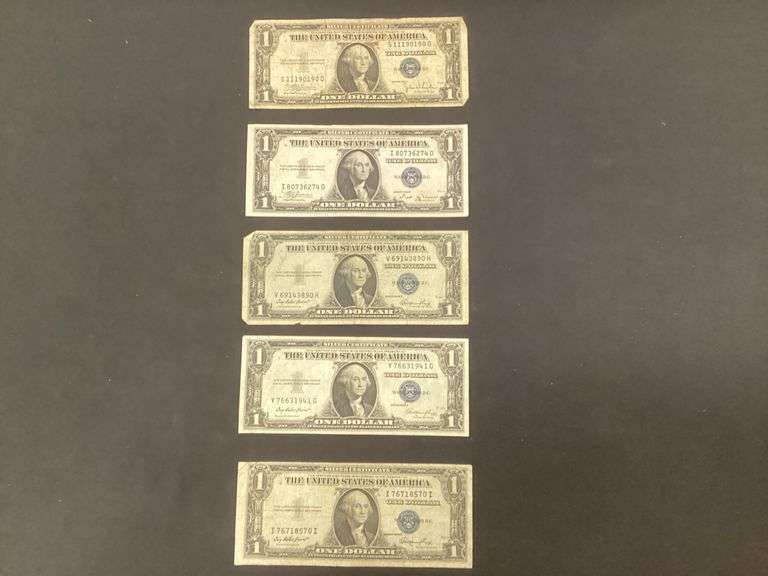 (5) $1 bill silver certificates image
