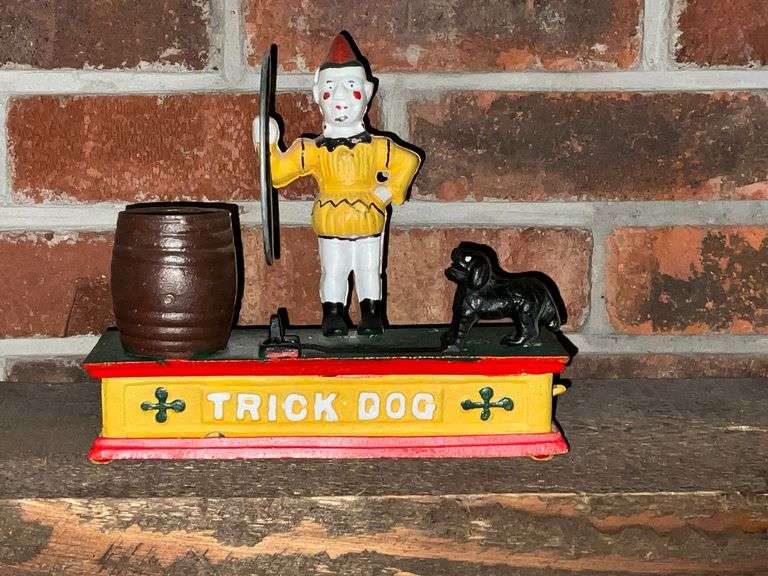 Cast iron trick dog bank image