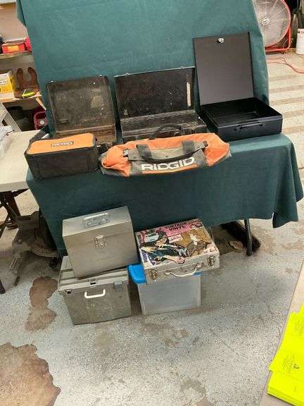 Metal and plastic tool and storage boxes image