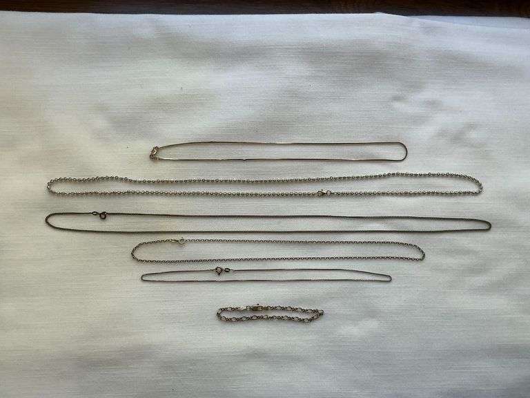 Assortment of chains marked 925, box chain with some damage image