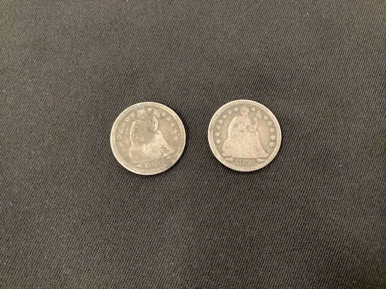 1854 seated liberty dime with arrows, about good image