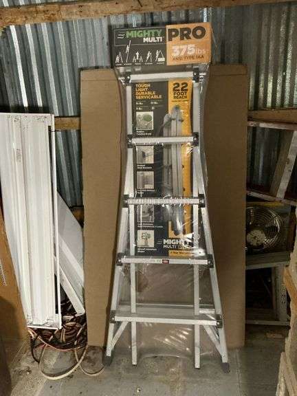 NIB Mighty Multi Pro ladder, 22' reach, 375 lb. capacity. image