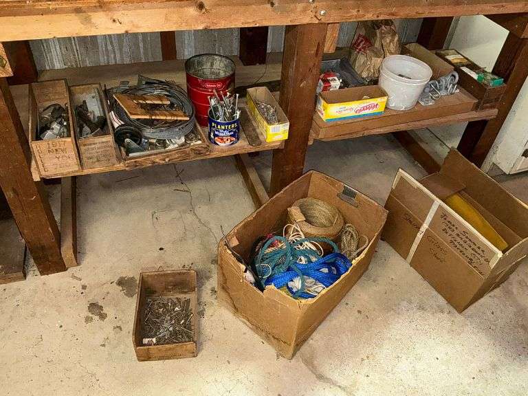 Assortment of hardware, bolts, casters, latches, ropes, etc. image