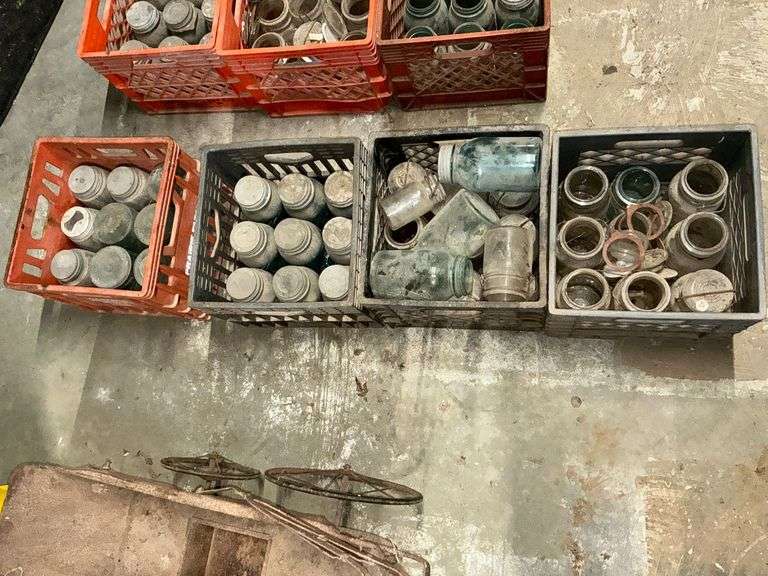 4 crates of canning jars mostly quart image
