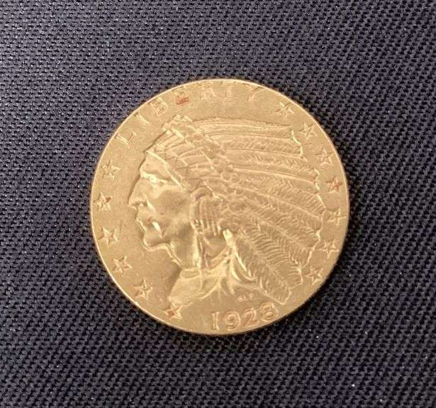 1928 $2 1/2 Indian gold piece, AU+ image