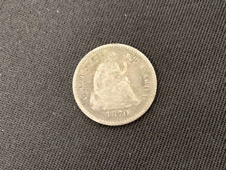 1870 seated half dime, VG image