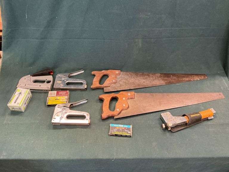 Hand saws,  slap stapler, hand staplers, staples, etc. image