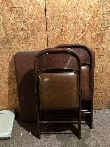 Cosco card table and 4 metal folding chairs image