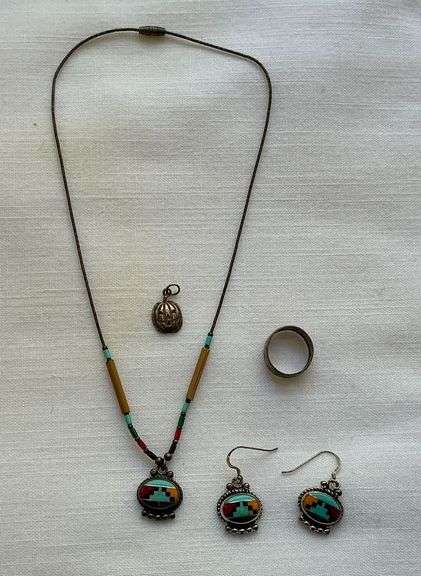 Necklace and matching earrings marked Sterling image