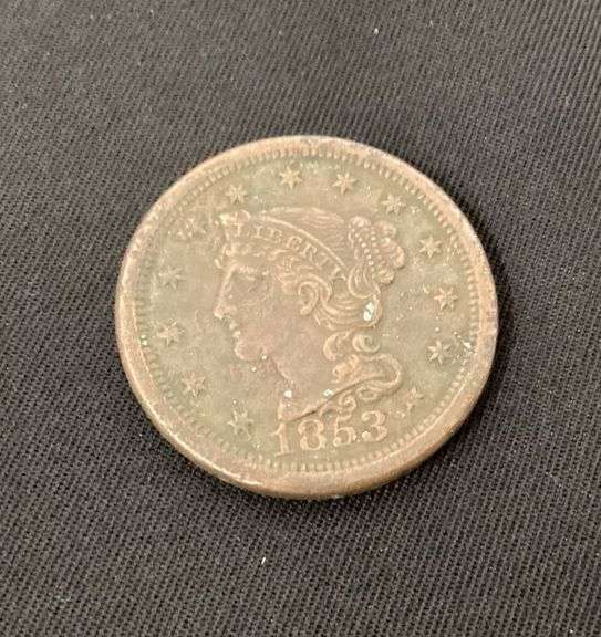 1853 large cent, very fine, some corrosion image