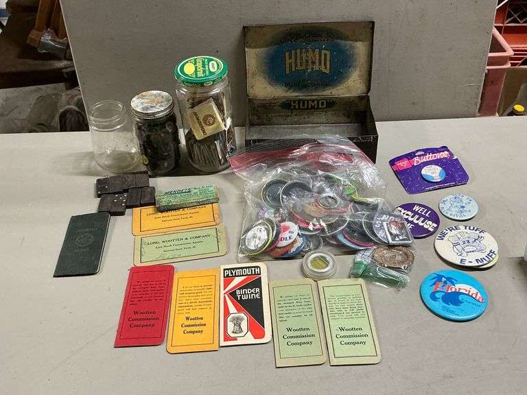 Vintage matchbooks, political buttons image