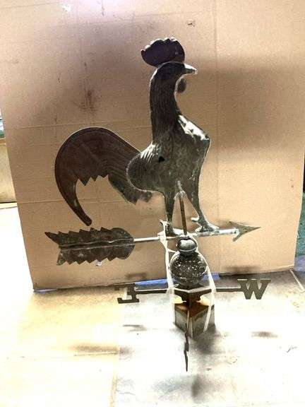 Brass rooster weather vane image