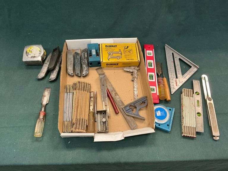 Rulers, levels, combination square, knives, tape measure, etc. image