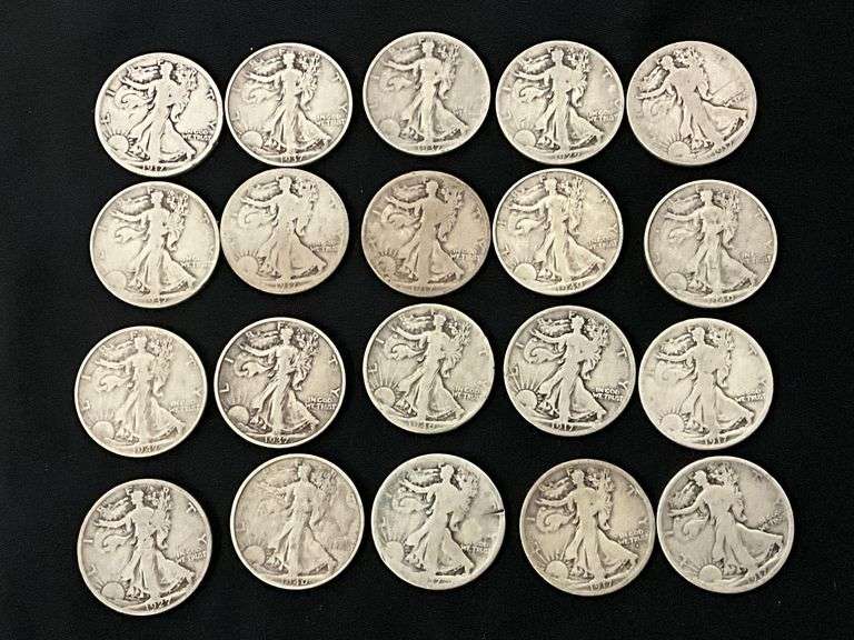 20 Walking Liberty silver half dollars image