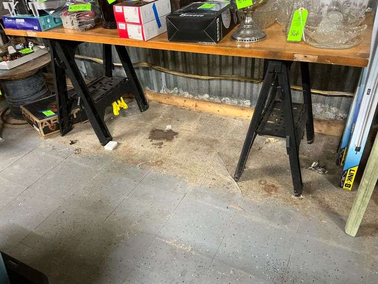 Plastic saw horses and door, CONTENTS NOT INCLUDED image