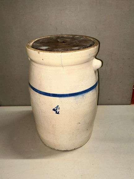 No. 4 stoneware butter churn image