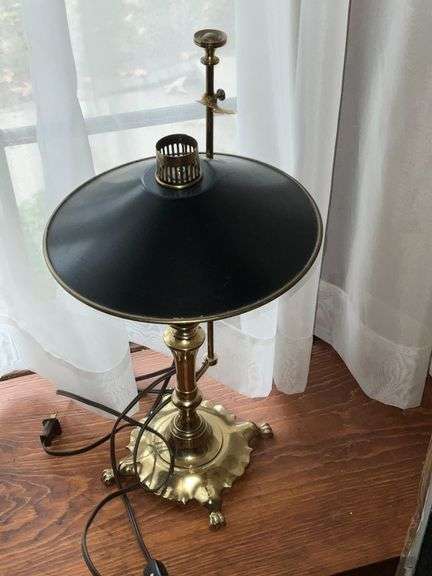 Candlestick lamp with metal shade image