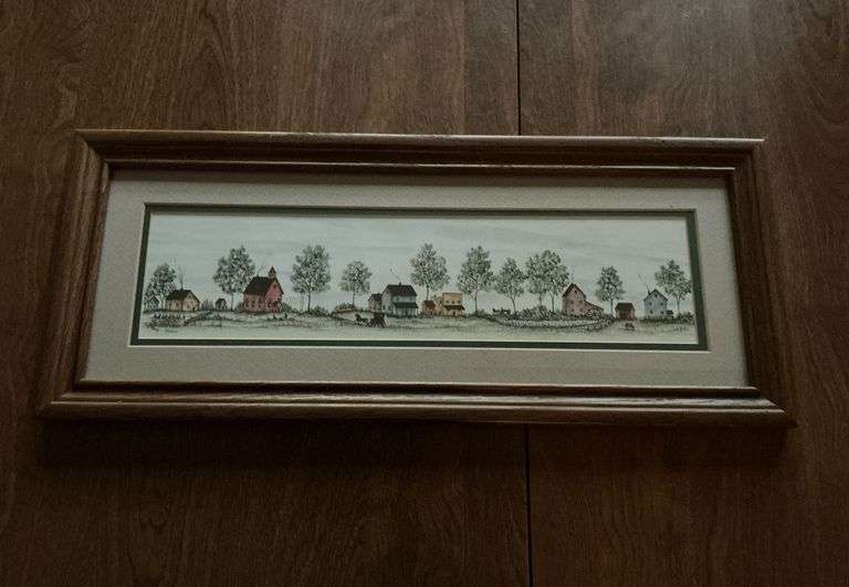 Amish village framed print by M. Frey, No. 567/2500 image